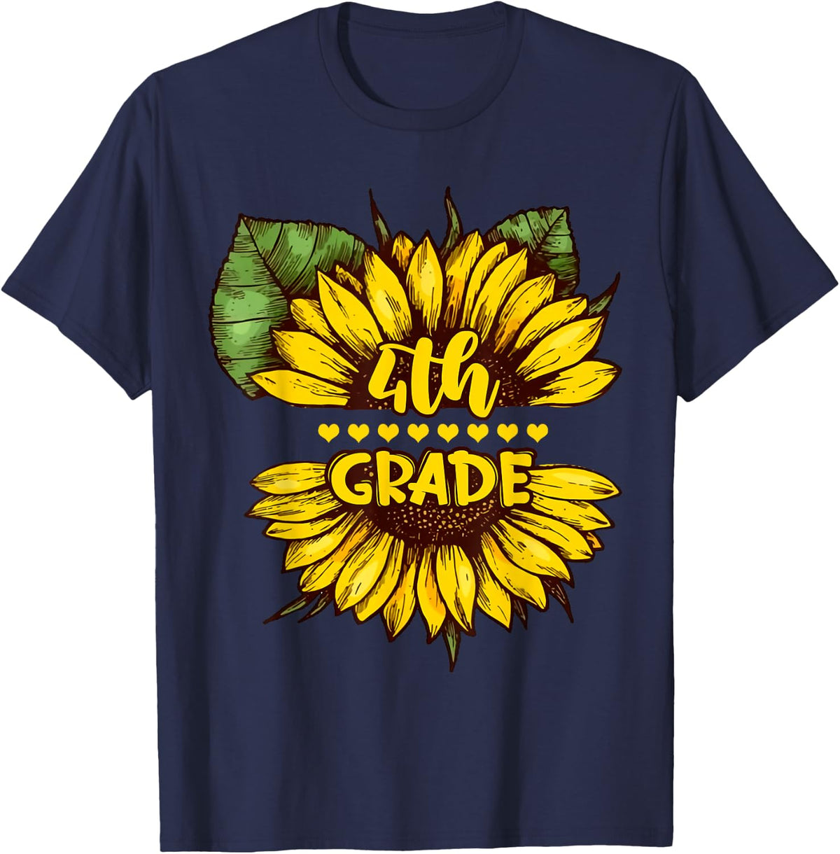 Sunflower 4th Grade Squad Fourth Grade Teacher T-Shirt - Navy Blue