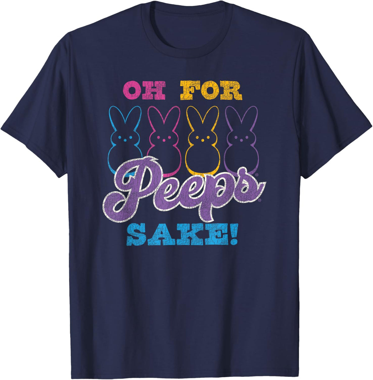 Peeps Easter Oh for Peeps Sake! Line Up Bunnies T-Shirt - Navy Blue