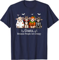 Goats Because People are Creepy Funny Halloween Goat Lover T-Shirt - Navy Blue