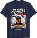I Ate Santas Cookies Puppy Funny Christmas Doberman Pinscher T-Shirt - Navy Blue