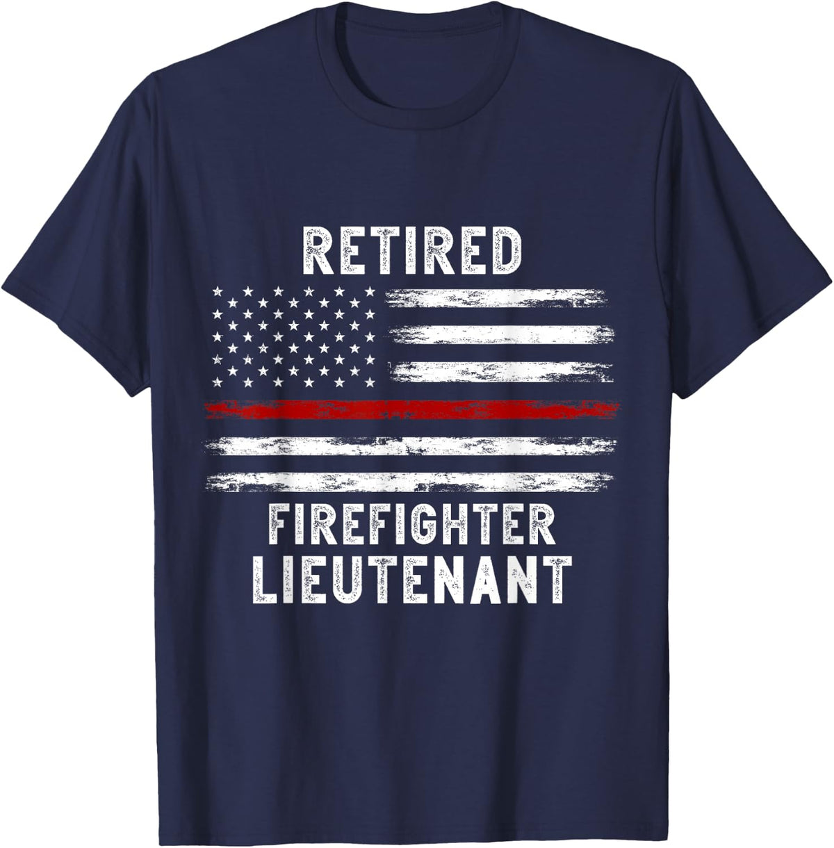 USA Flag Retired Fire Lieutenant 2023 Firefighter Retirement T-Shirt Tee for Men and Women - Navy Blue