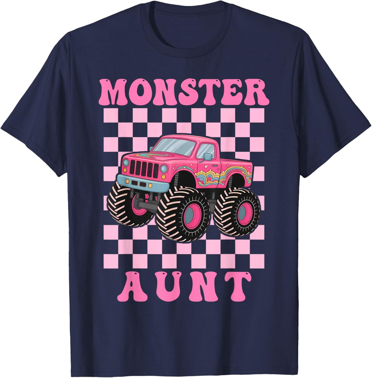 Monster Truck Aunt Family Matching Monster Truck Lovers T-Shirt - Navy Blue
