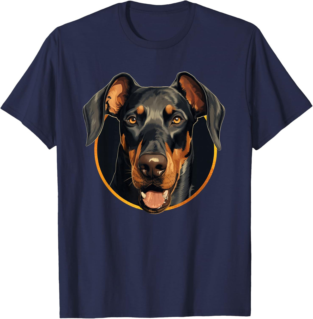 Natural Ear Doberman T-Shirt - Navy Blue