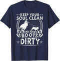 Calf Roping Soul Clean Boots Dirty Rodeo Breakaway Roping T-Shirt - Navy Blue