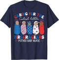 Caring For Cutest Firecrackers Mother Baby Nurse 4th Of July T-Shirt - Navy Blue