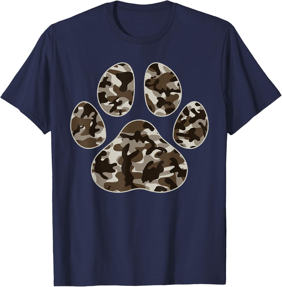 Cute Camo Paw Print Pet Owner Camouflage Paw Print Dog Lover T-Shirt - Navy Blue