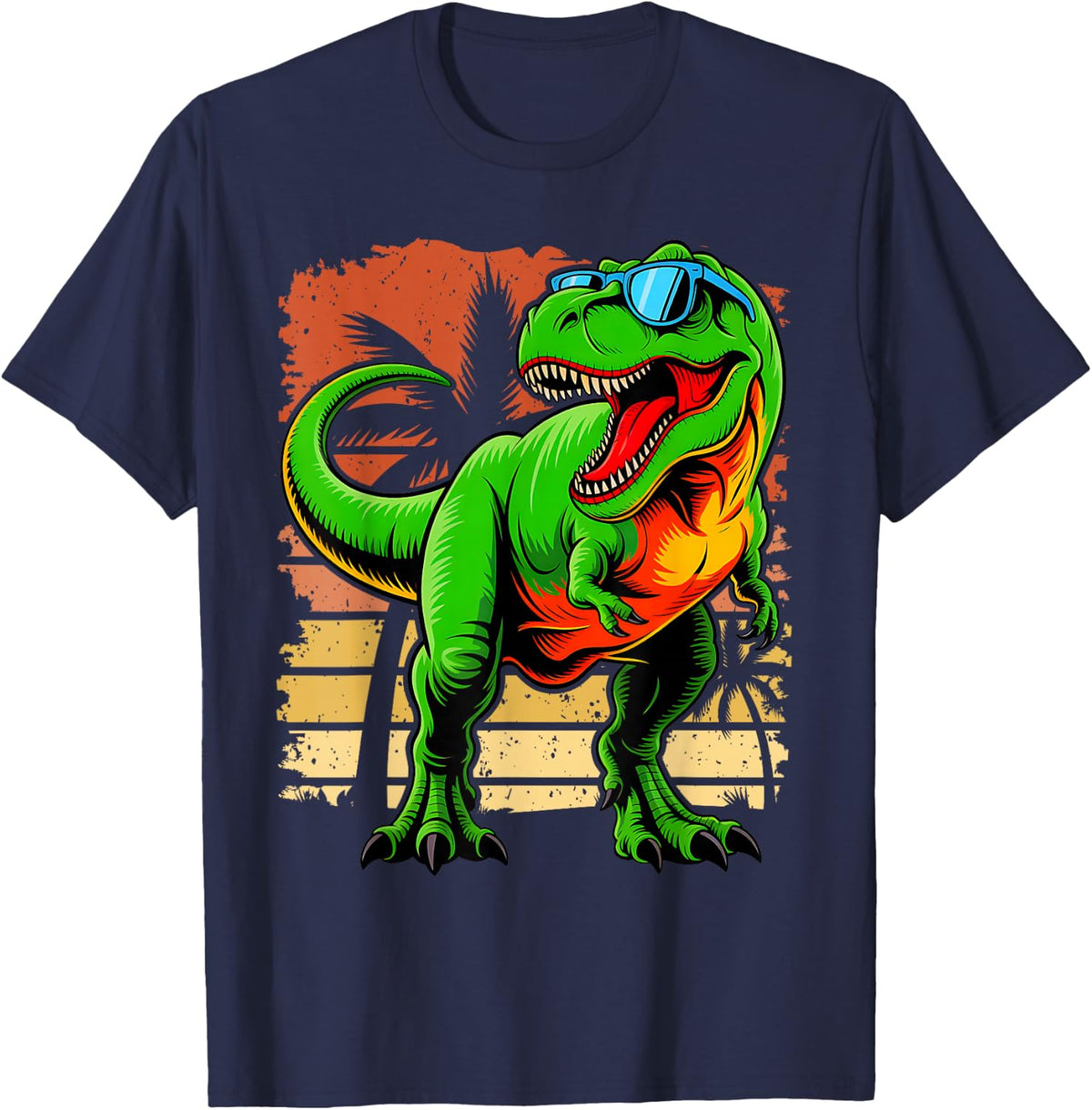 Dinosaur T-Rex Retro Funny Dinosaur T-Shirt - Navy Blue