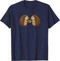Hedgehog Couple Gift Animal Winter Vintage Distressed T-Shirt - Navy Blue