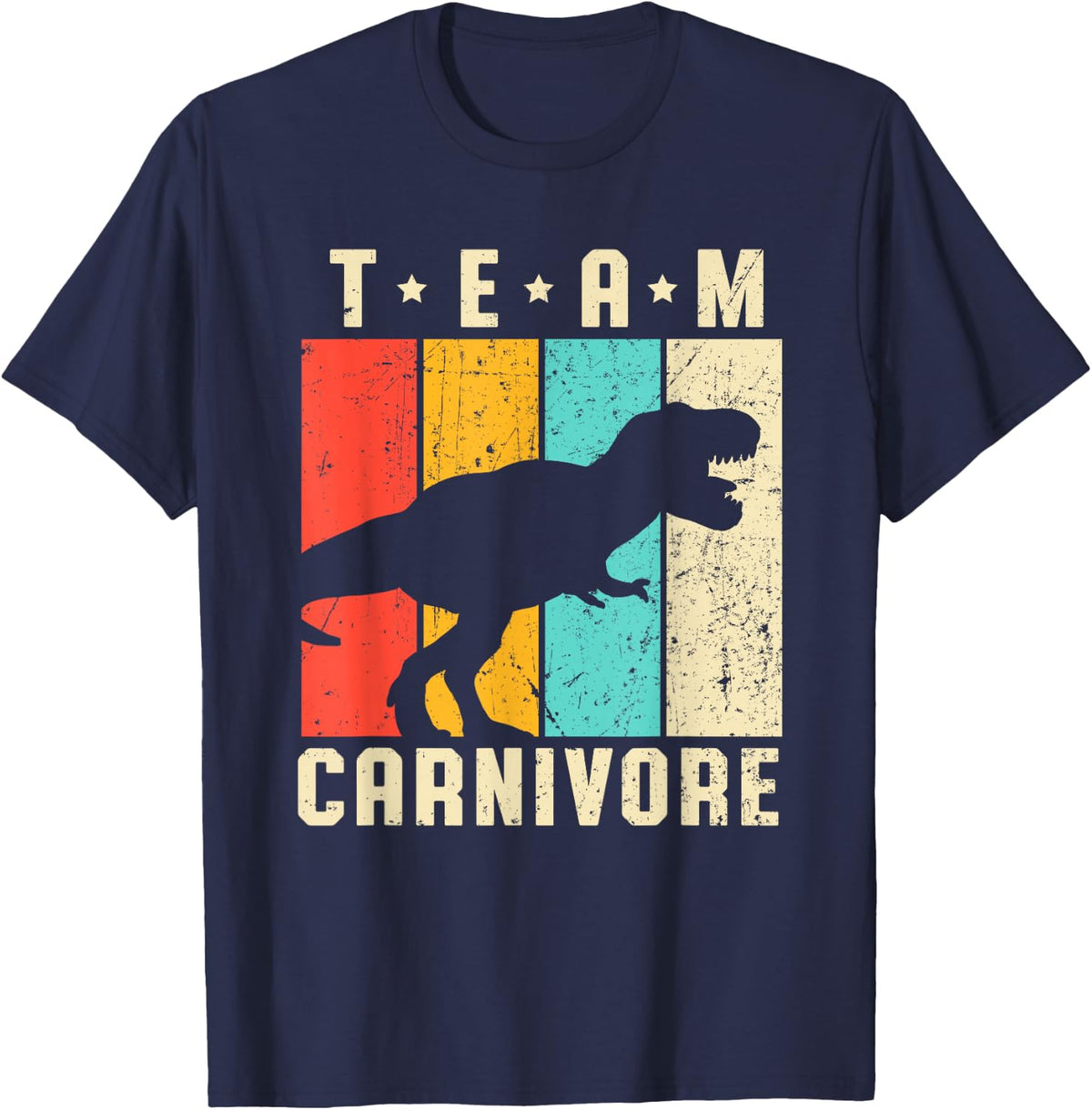 Carnivore Trex Dinosaur Vintage Keto Diet T-Shirt - Navy Blue