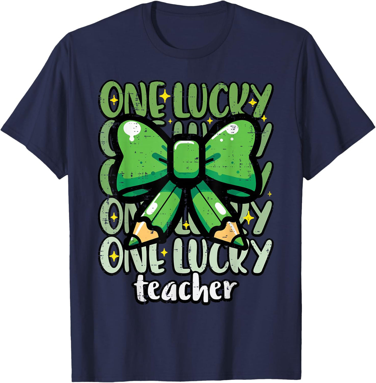 St Patricks Day One Lucky Teacher Bow Saint Pattys Women T-Shirt - Navy Blue
