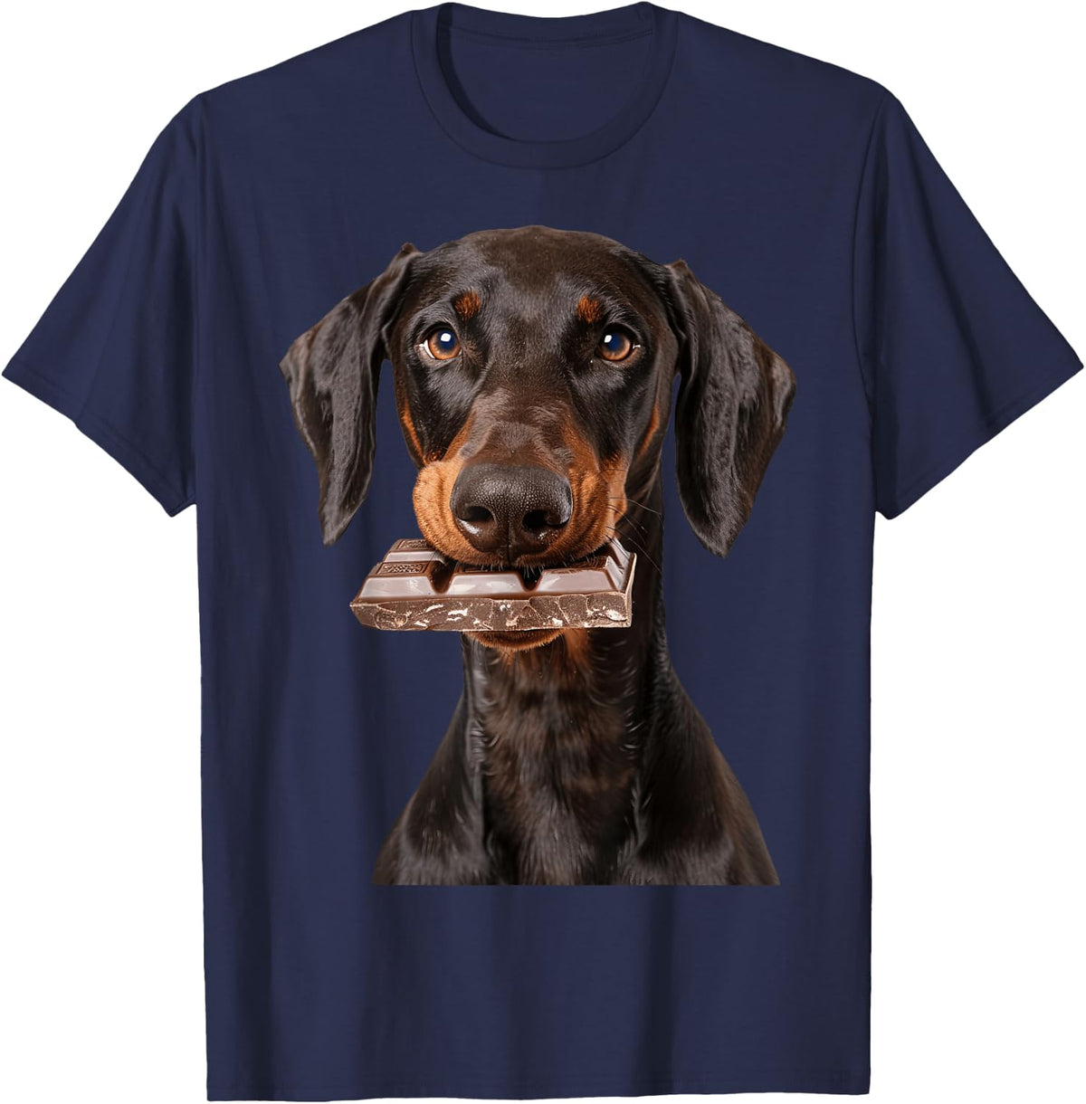 Doberman Pinscher Chocolate T-Shirt - Navy Blue