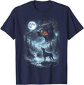 Doberman Pinscher Howling to the Moon Retro 90's Dobie Dog T-Shirt - Navy Blue