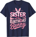 Sister Of The Birthday Bunny Family Matching Squad Party T-Shirt - Navy Blue