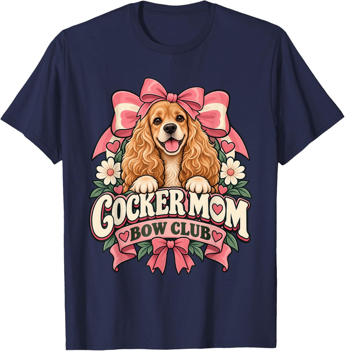 Cocker Spaniel Dog Mom T-Shirt - Navy Blue