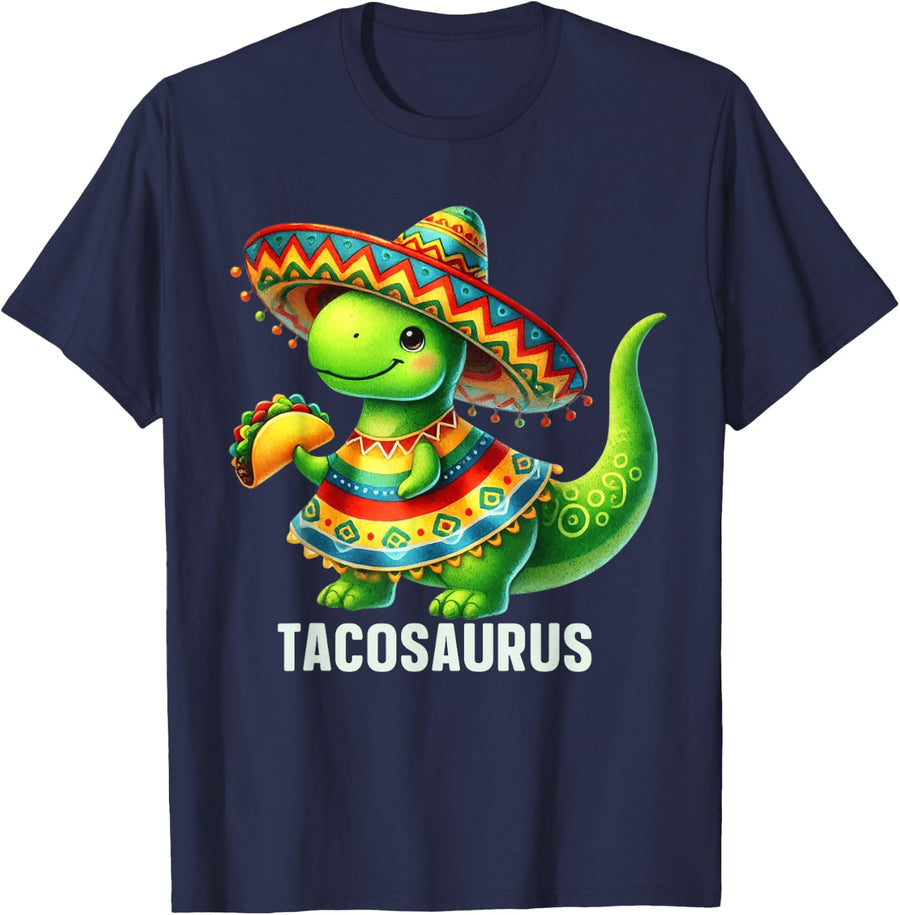 Tacosaurus Taco Dinosaur Dino Cinco De Mayo Boys Toddler T-Shirt - Navy Blue
