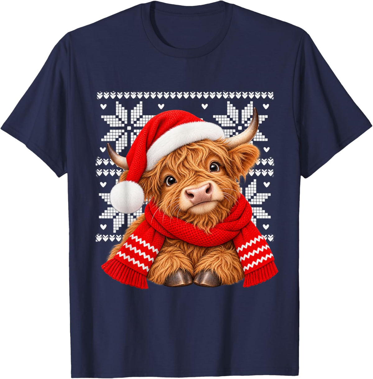 Ugly Christmas Hedgehog Scarf Holiday Cute Kids T-Shirt - Navy Blue