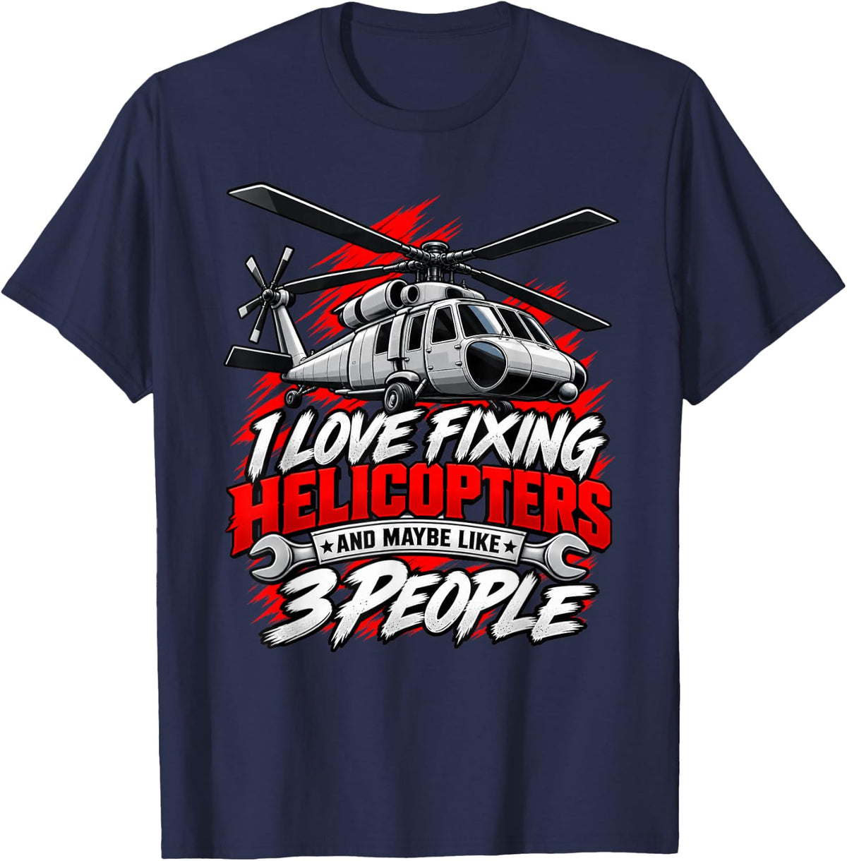 Funny Helicopter Mechanic Aviation Maintenance Tech T-Shirt - Navy Blue