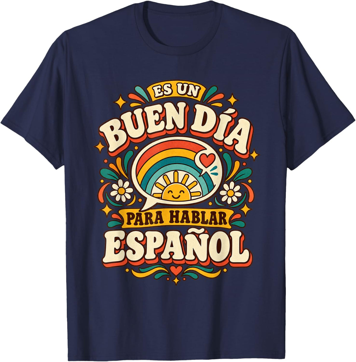 Spanish Maestra Hablar Español Classroom Teacher Language T-Shirt - Navy Blue