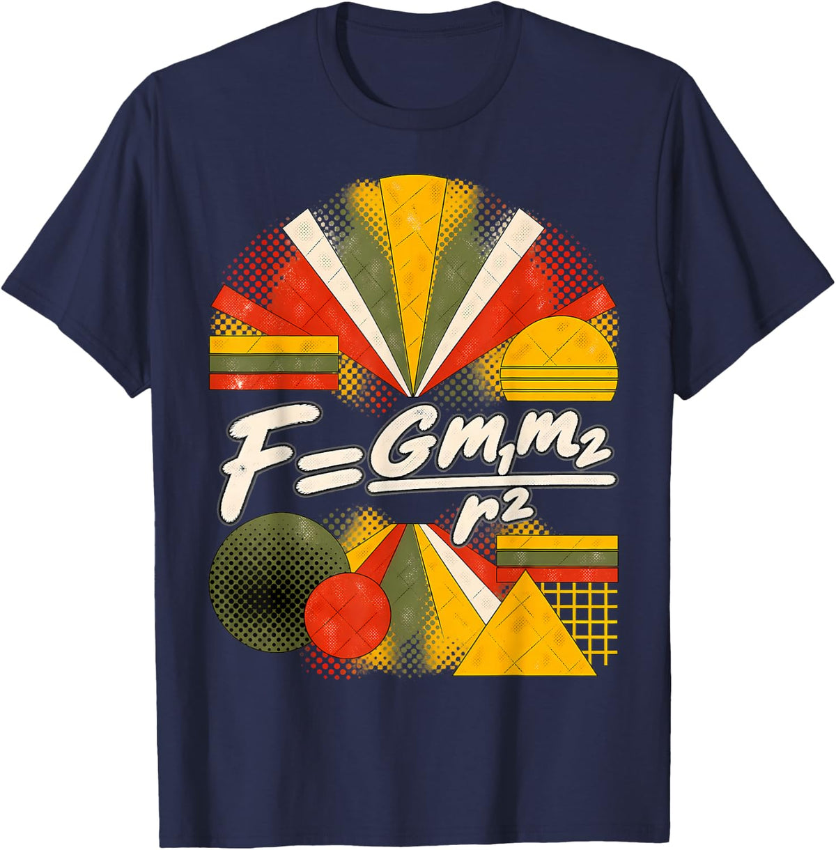 Newton's Gravity Law Equation Physics Design T-Shirt - Navy Blue