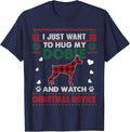 Doberman Dog Owner Christmas Movies Pajama Xmas Ugly Sweater T-Shirt - Navy Blue