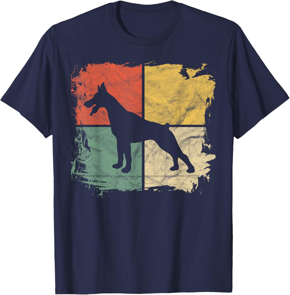 Square Retro Doberman Owner Gift Dog Pinschers Dobie Dad Mom T-Shirt - Navy Blue
