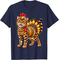 Funny Bengal Cats Turkey Costume Thanksgiving Animal Lover T-Shirt - Navy Blue