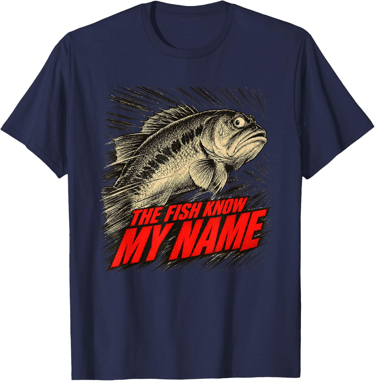 Fish Fear Me Funny Fishing Humor Men Bass Angler Fisherman T-Shirt - Navy Blue