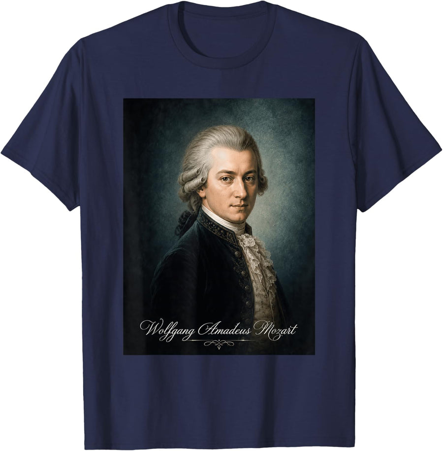 Wolfgang Amadeus Mozart Composser Pianist T-Shirt - Navy Blue
