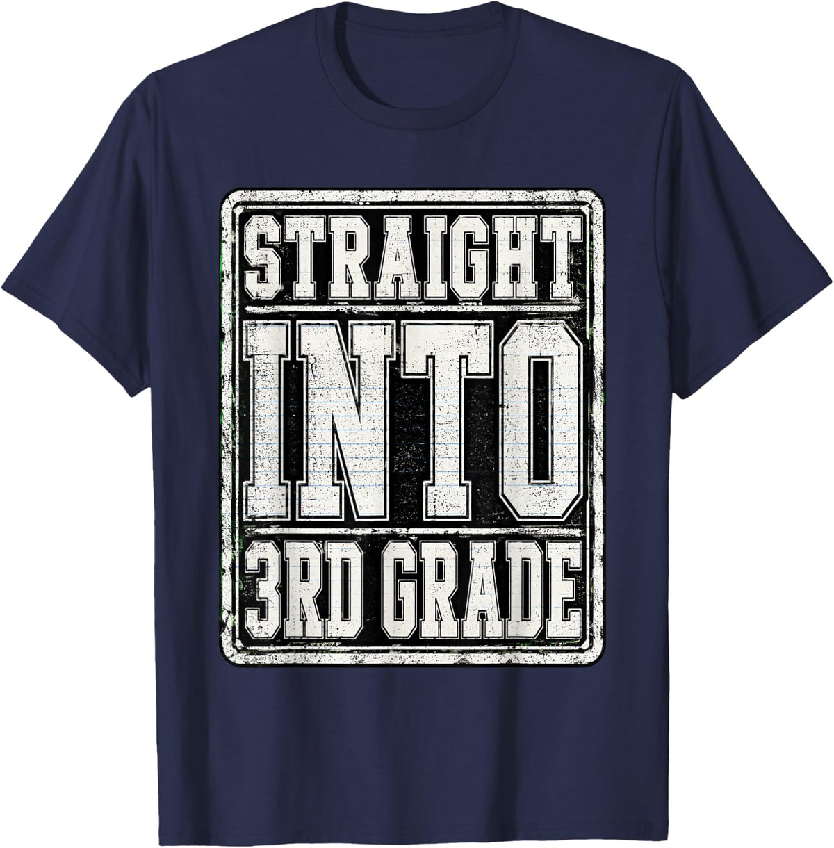 Straight Into 3rd Grade Back to School Third Grade T-Shirt - Navy Blue