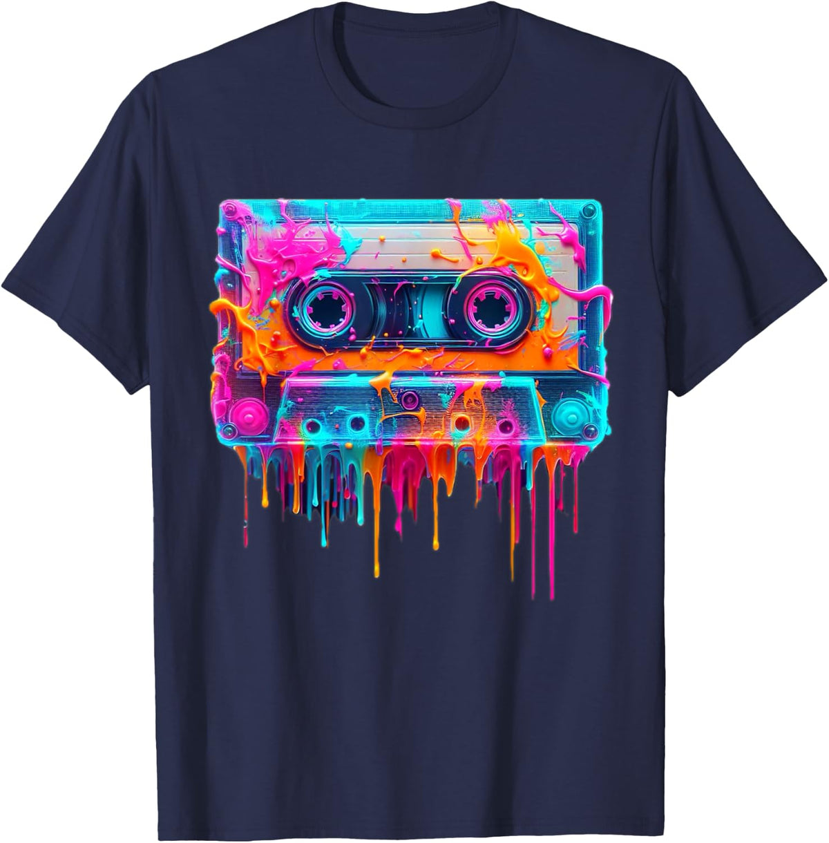 90s Cassette Tape, HipHop, Rap, Shirt T-Shirt - Navy Blue