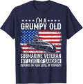 I'm A Grumpy Old Submarine Veteran Flag USA Submariner T-Shirt - Navy Blue