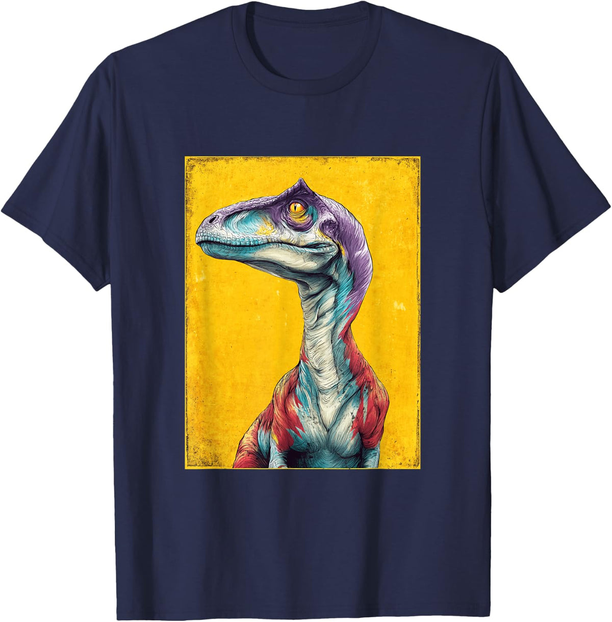 Hipster Dinosaur Graphic for Dinosaur Lovers T-Shirt - Navy Blue