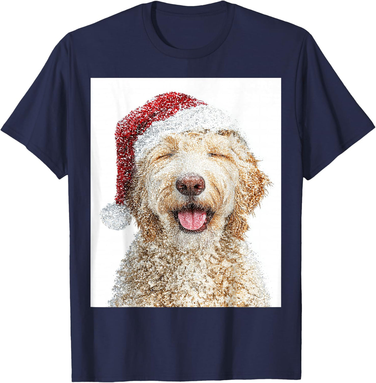 Goldendoodle Christmas T-Shirt - Navy Blue