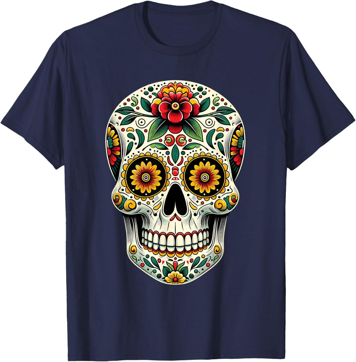 Skull Mexican Cinco de Mayo Costume For Men Women T-Shirt - Navy Blue