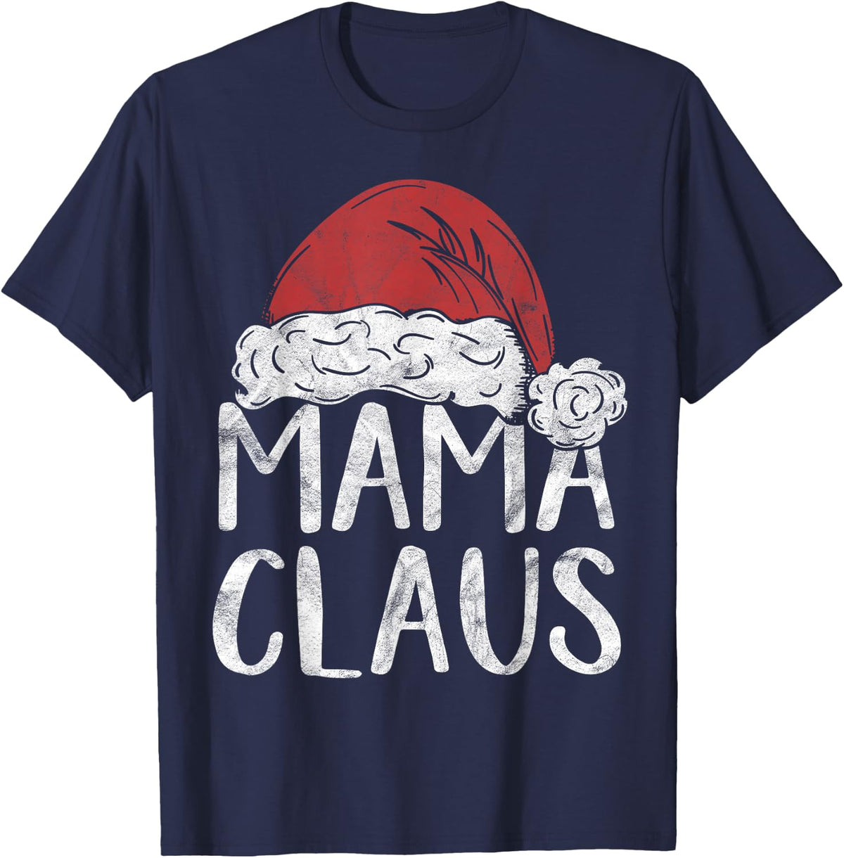 Mama Claus Christmas Costume Gift Santa Matching Family Xmas T-Shirt - Navy Blue