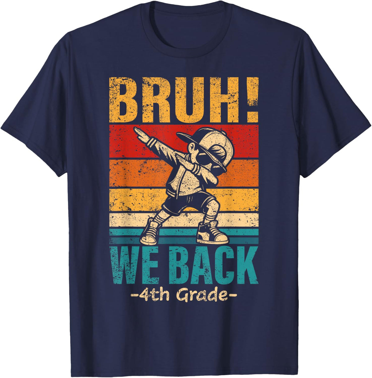 Fourth Grade Dabbing Boy Bruh We Back 4th Grade Student Boys T-Shirt - Navy Blue