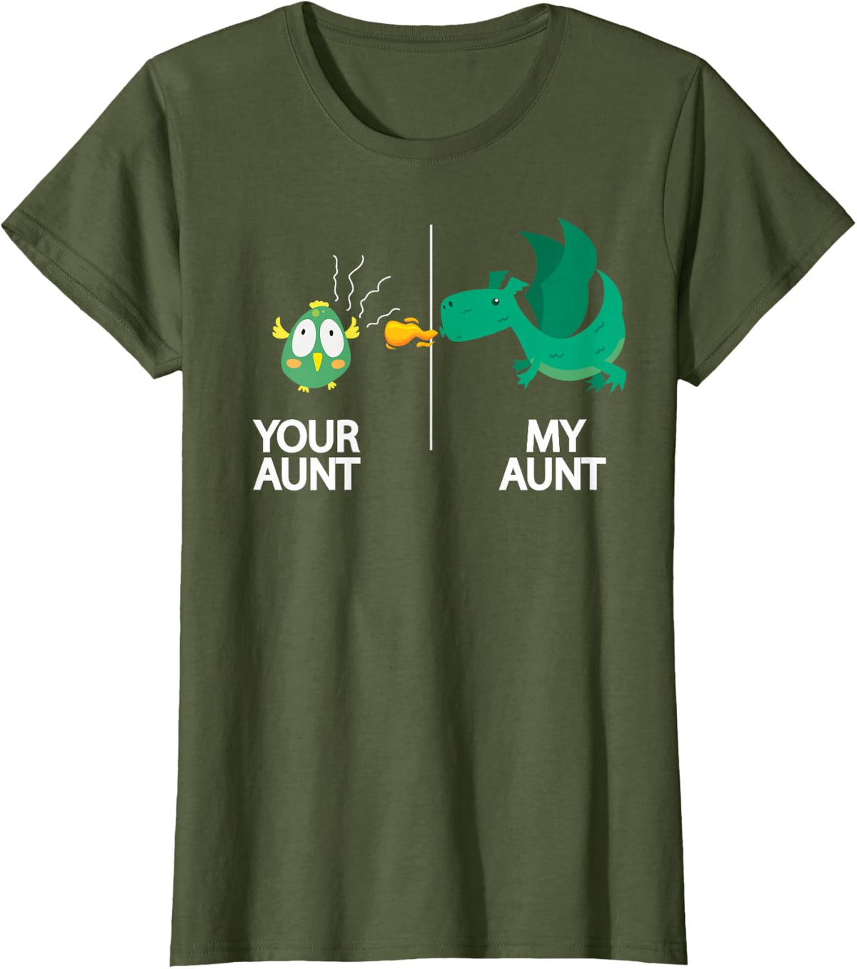 Funny Your Aunt My Aunt T-Shirt Fantasy Kid Dragon Shirt T-Shirt - Olive Green