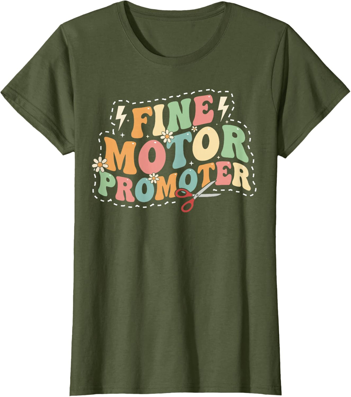 Fine Motor Promoter Groovy Occupational Therapy T-Shirt - Olive Green