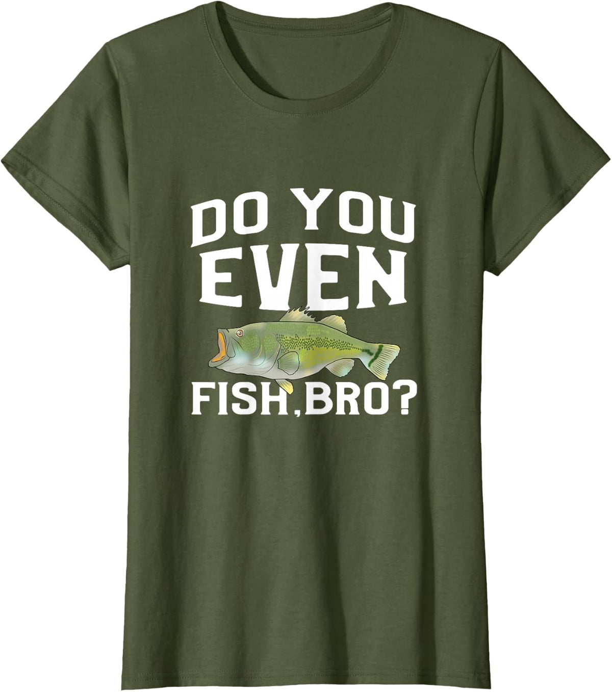 Funny Largemouth Bass Fishing Freshwater Fish Men Women Kids T-Shirt - Olive Green