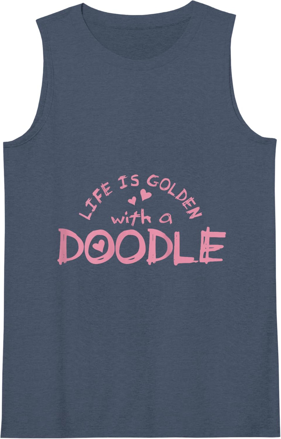 Womens Goldendoodle Dog Life Is Golden With A Doodle Dog Gift Tank Top - Navy Blue