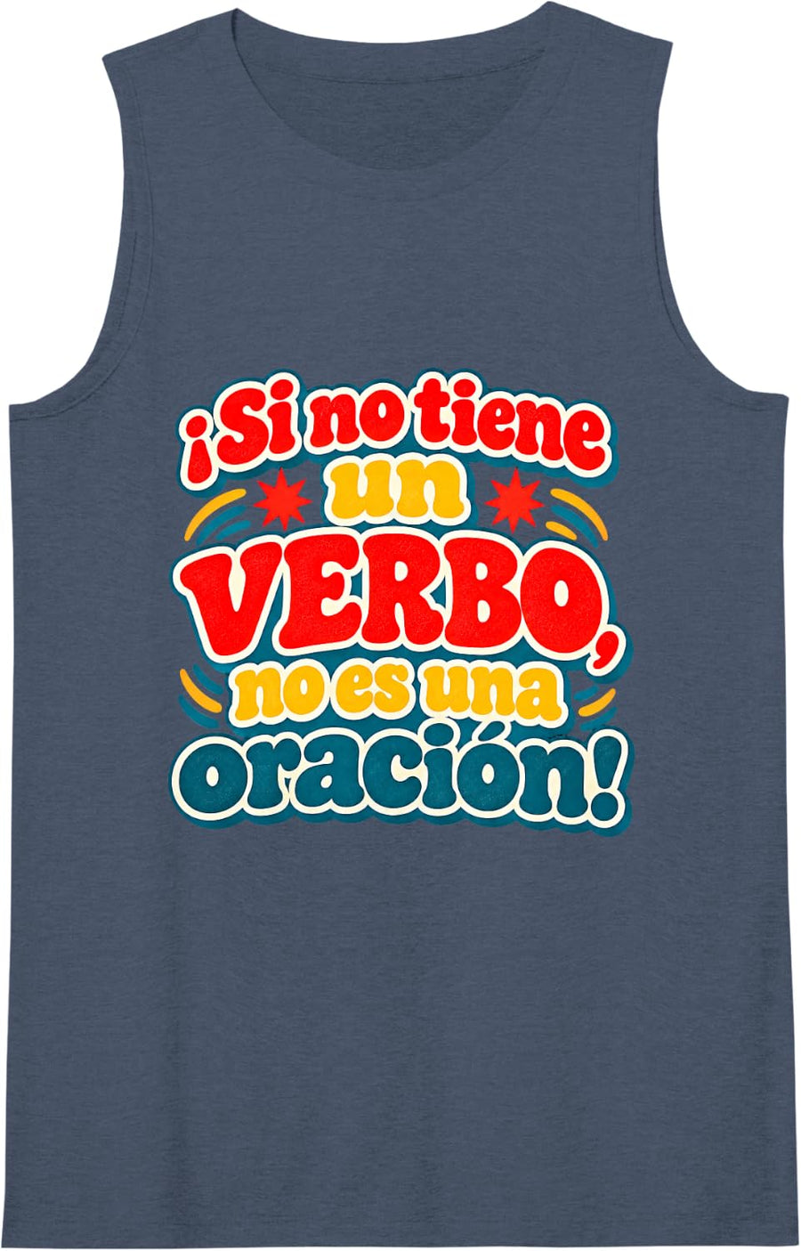 Women's Spanish Teacher Teacher: Vintage Funny Grammar Sleeveless Tank Top - Navy Blue