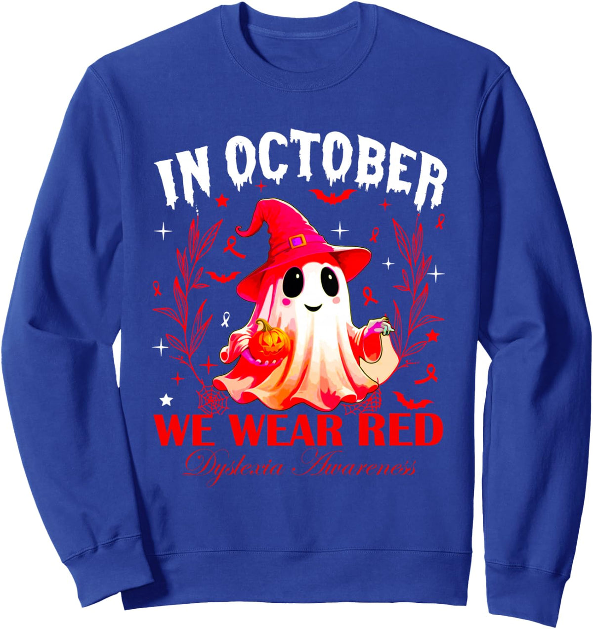 I Wear Red Dyslexia Awareness Month Dyslexia Sweatshirt - Adult Unisex Royal Blue