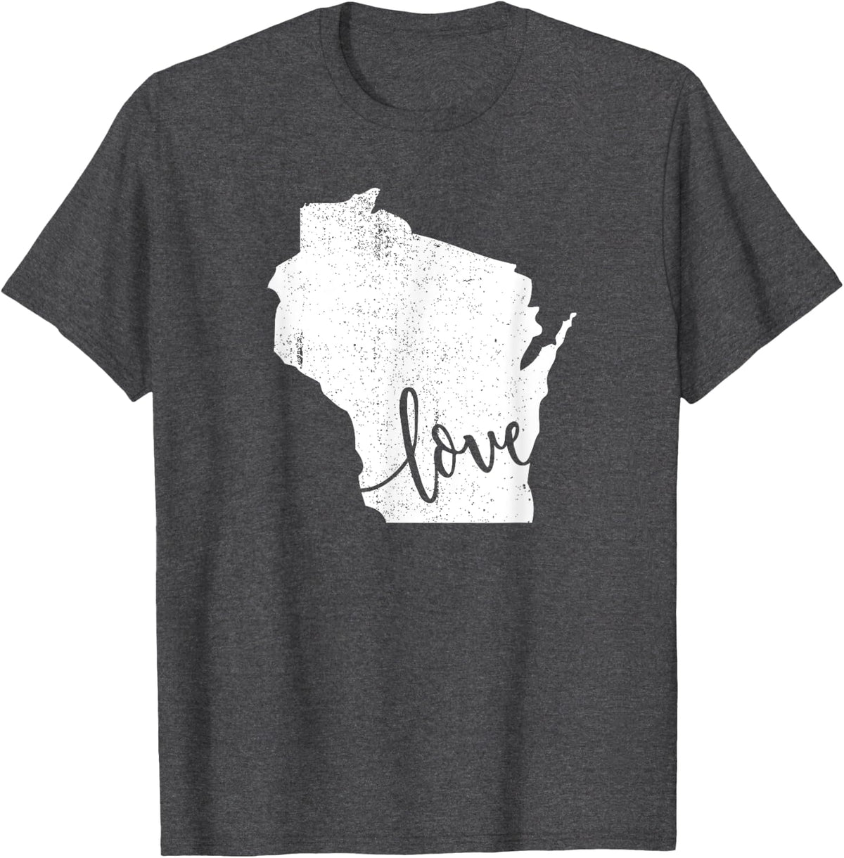 Wisconsin Home Love Vintage state map outline shirt T-Shirt - Dark Heather Grey