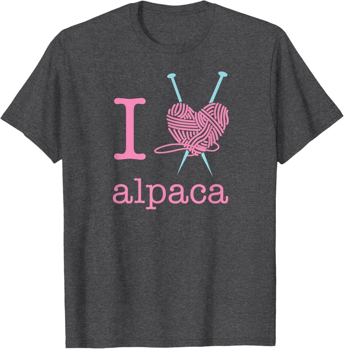 Knitting Gifts for Knitters: I Love Alpaca Yarn T-Shirt - Dark Heather Grey