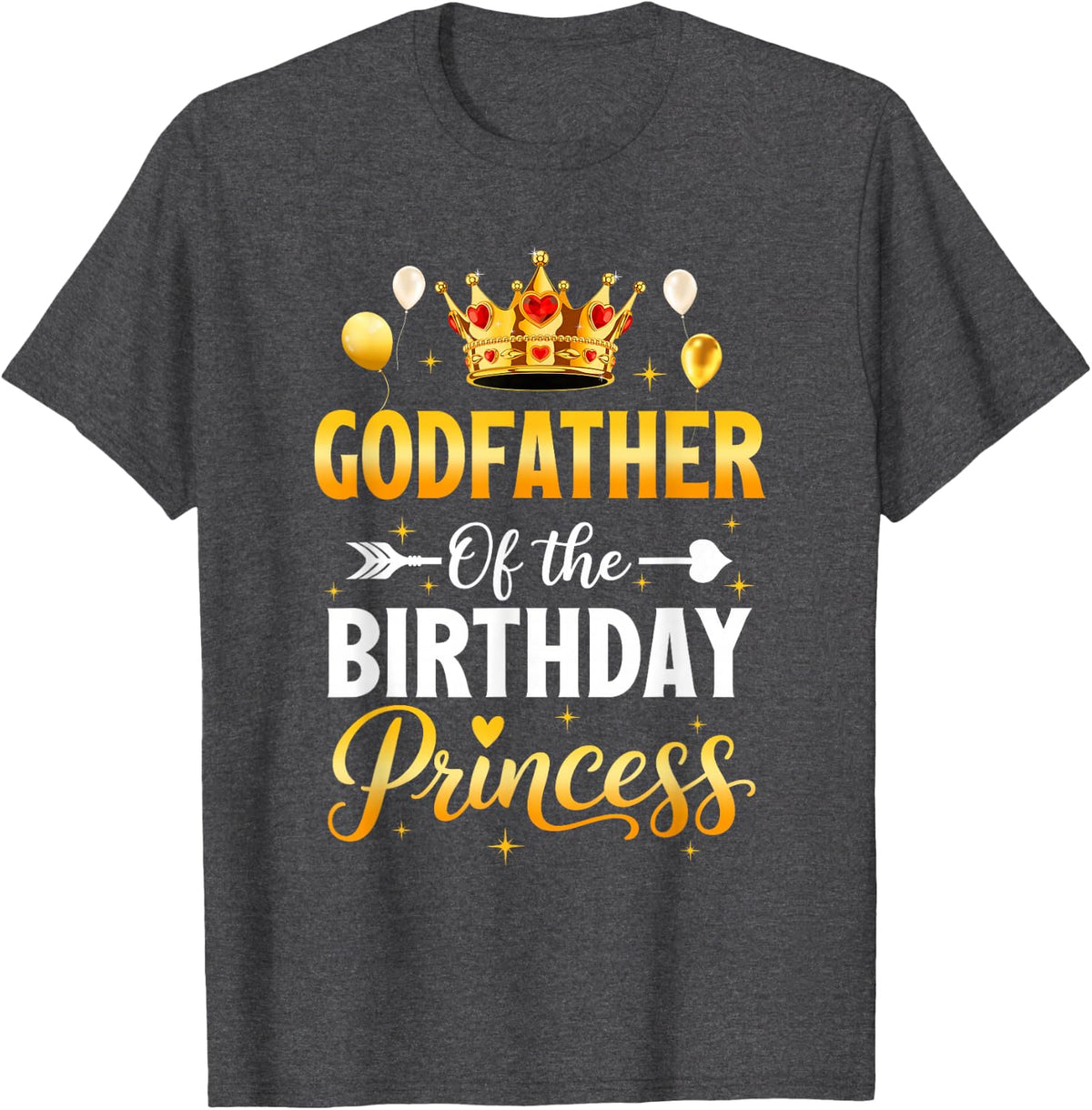 Godfather of The Birthday Princess Birthday Girl Family Kid T-Shirt - Dark Heather Grey