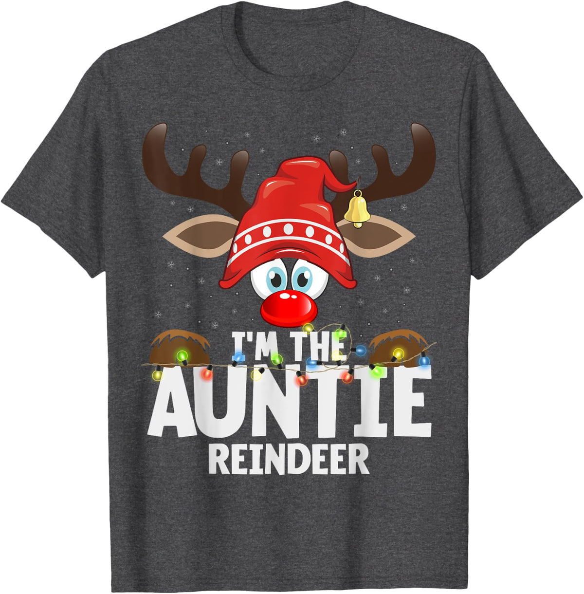99 Gifts Matching Christmas Reindeer Auntie Unisex-Adults Black T-Shirt Small - Dark Heather Grey