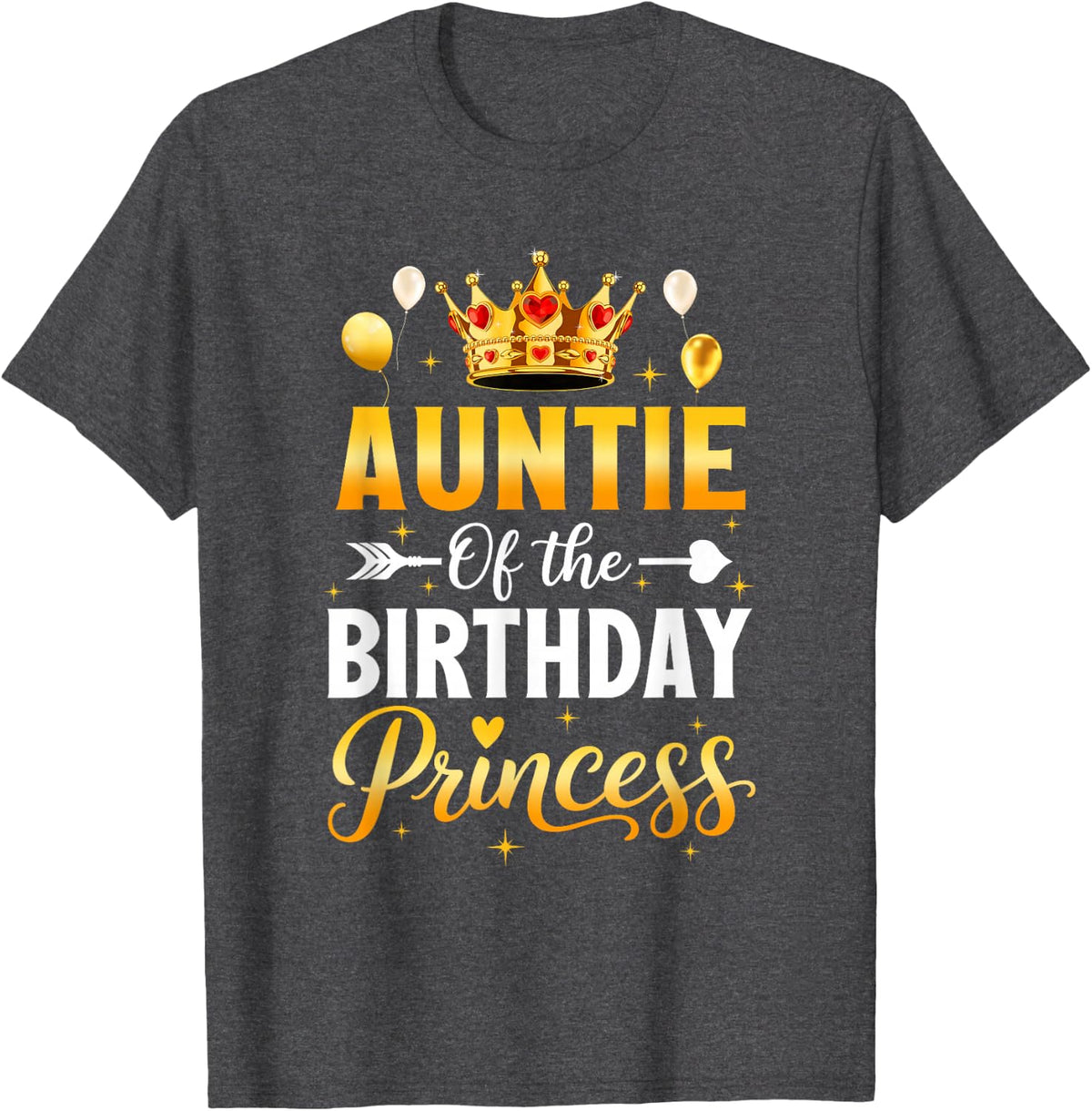 Auntie of The Birthday Princess Birthday Girl Family Kid T-Shirt - Dark Heather Grey