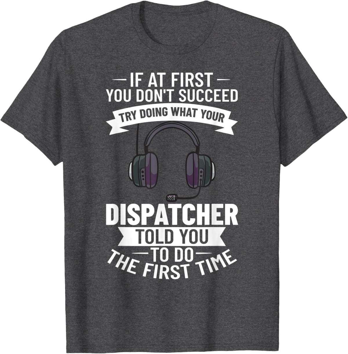 Dispatcher 911 Police Yellow Line T-Shirt - Dark Heather Grey