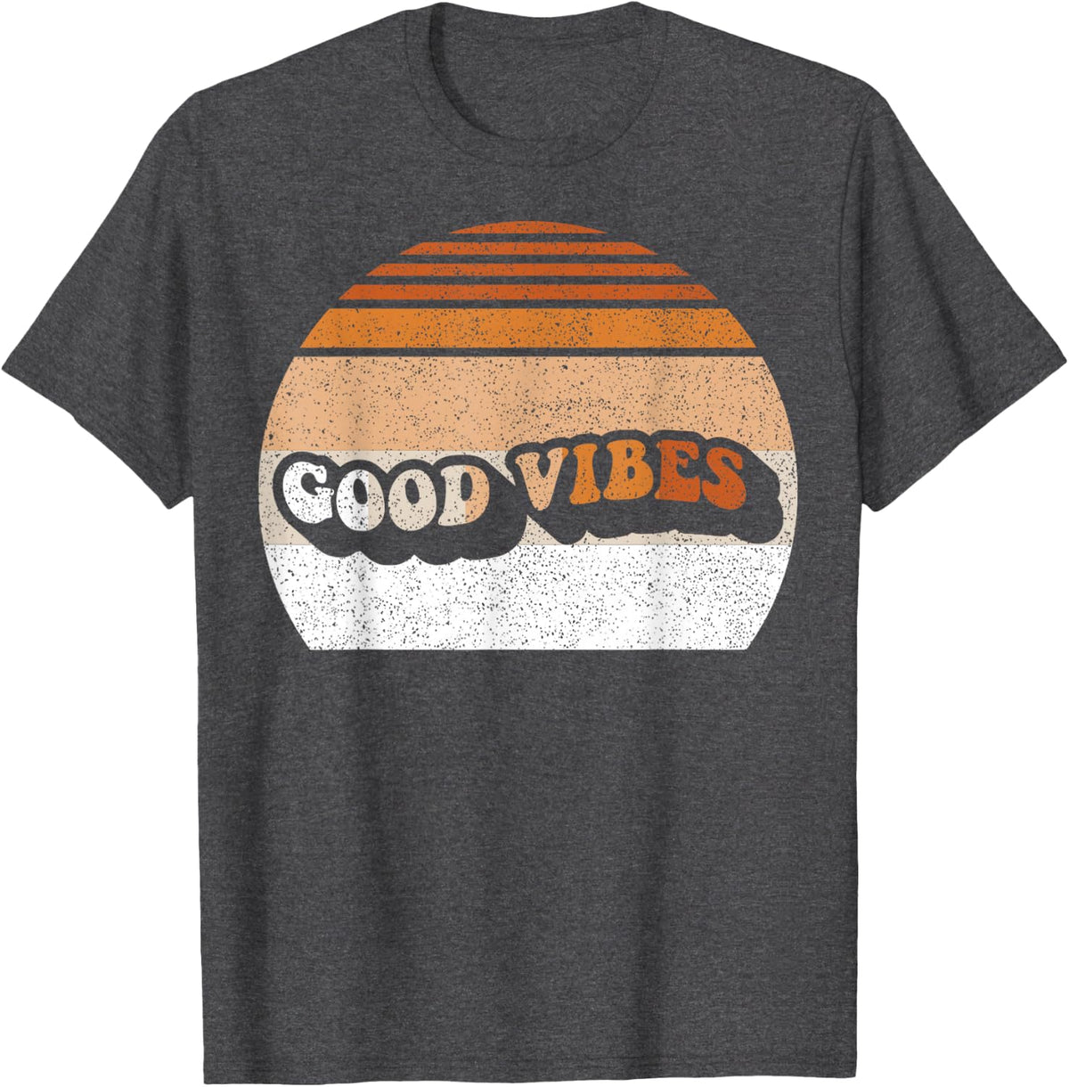 Good Vibes Retro 70s Vintage Groovy Sunset Graphic T-Shirt - Dark Heather Grey
