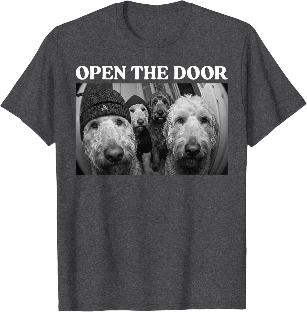 Funny Open The Door Goldendoodle Dog Ring Camera Vintage T-Shirt - Dark Heather Grey